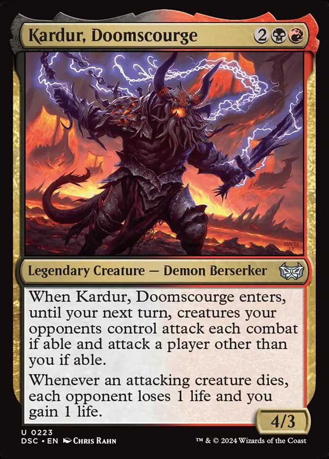2024 Duskmourn: House of Horror Commander Kardur, Doomscourge #223 uncommon card image