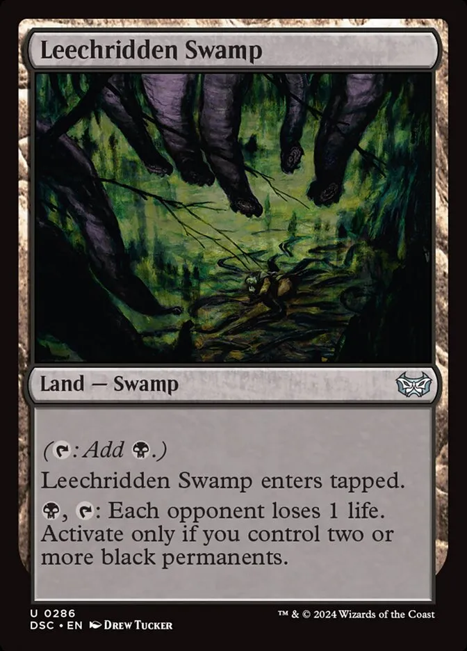 2024 Duskmourn: House of Horror Commander Leechridden Swamp #286 uncommon card image