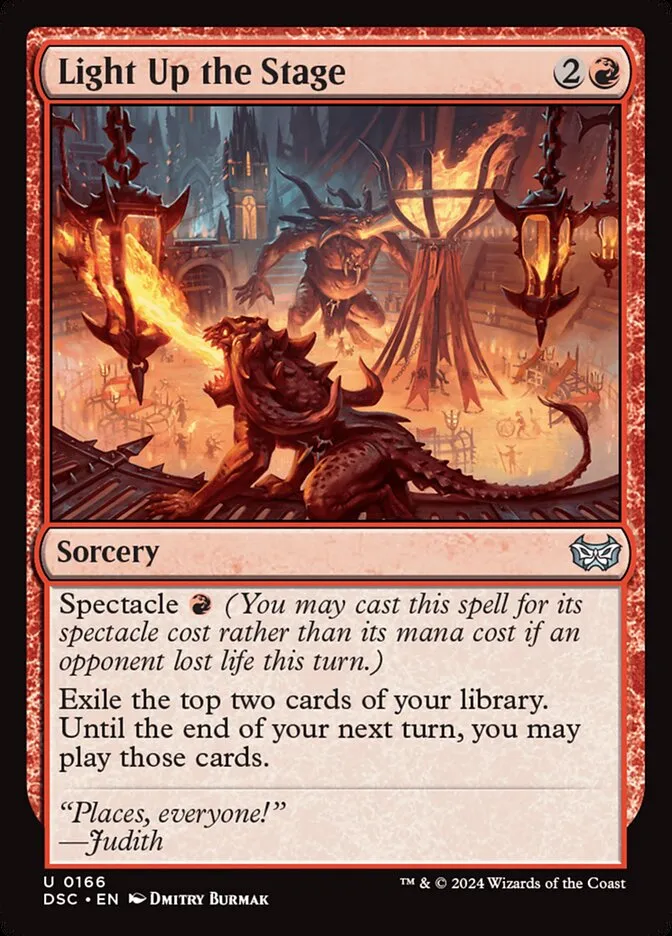 2024 Duskmourn: House of Horror Commander Light Up the Stage #166 uncommon card image