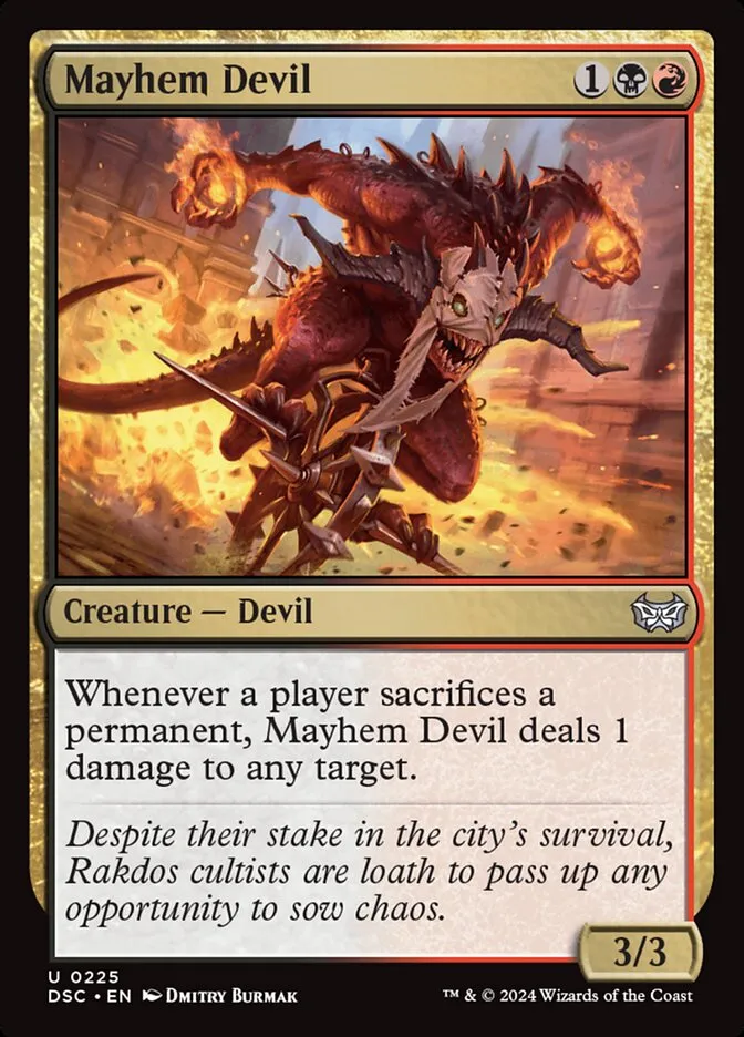2024 Duskmourn: House of Horror Commander Mayhem Devil #225 uncommon card image