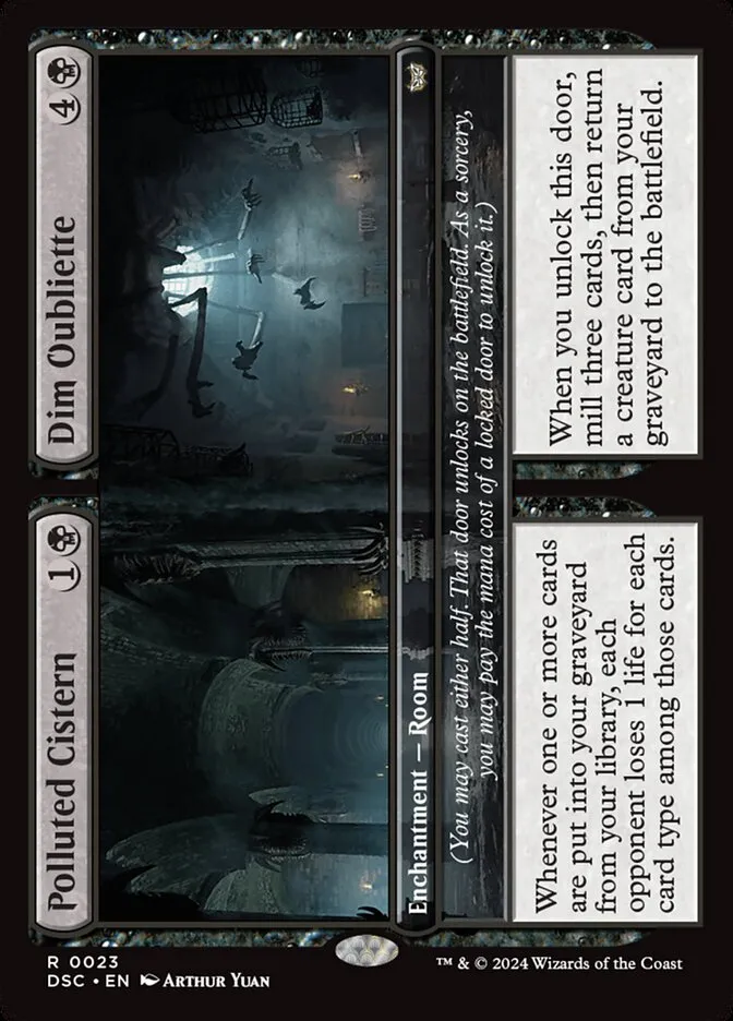 2024 Duskmourn: House of Horror Commander Polluted Cistern // Dim Oubliette rare #23 rare card image