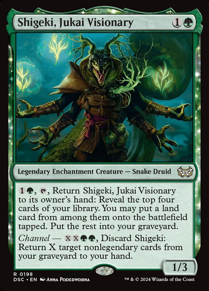 2024 Duskmourn: House of Horror Commander Shigeki, Jukai Visionary #198 rare card image