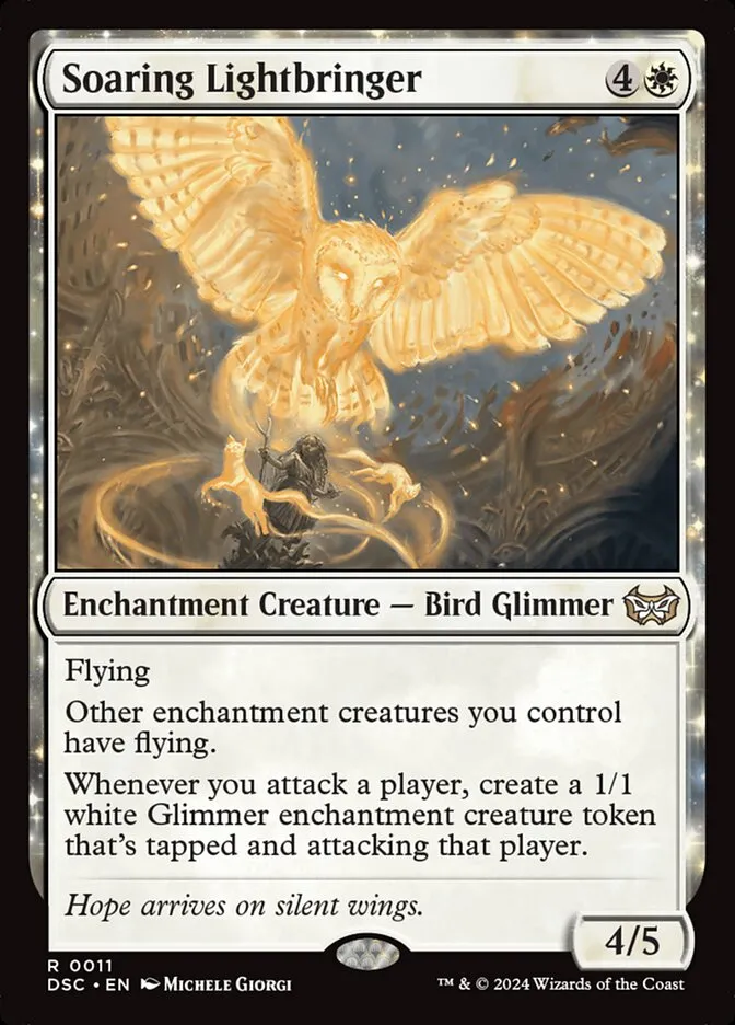 2024 Duskmourn: House of Horror Commander Soaring Lightbringer rare #11 rare card image