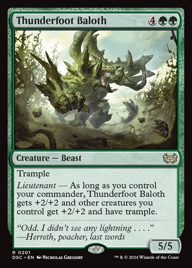 2024 Duskmourn: House of Horror Commander Thunderfoot Baloth #201 rare card image