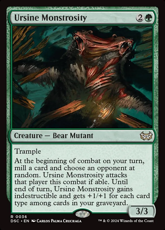 2024 Duskmourn: House of Horror Commander Ursine Monstrosity rare #36 rare card image