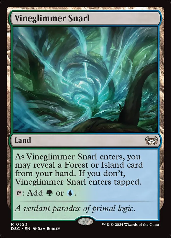 2024 Duskmourn: House of Horror Commander Vineglimmer Snarl #323 rare card image