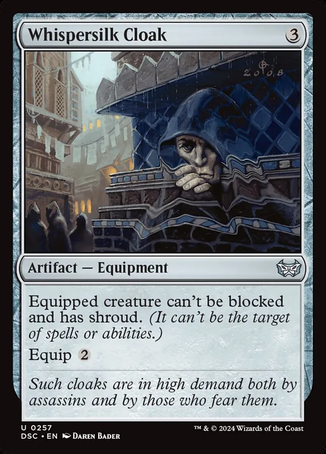 2024 Duskmourn: House of Horror Commander Whispersilk Cloak #257 uncommon card image