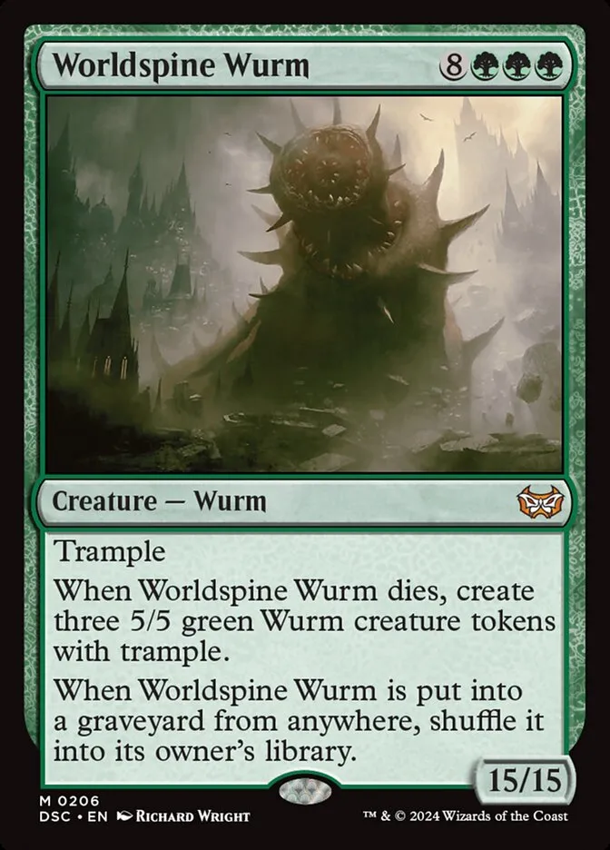 2024 Duskmourn: House of Horror Commander Worldspine Wurm #206 mythic card image