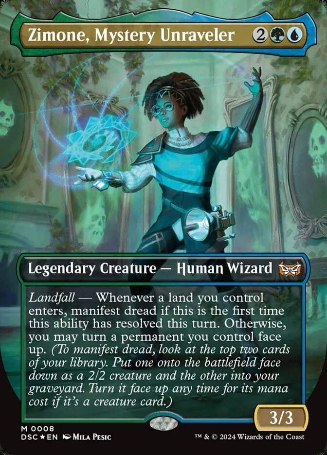 2024 Duskmourn: House of Horror Commander Zimone, Mystery Unraveler mythic #8 mythic card image
