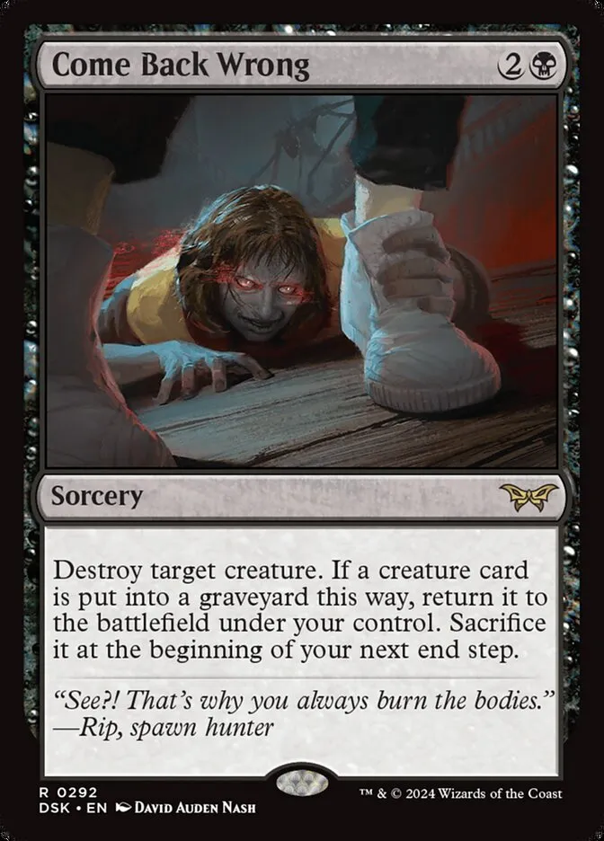 2024 Duskmourn: House of Horror Come Back Wrong #292 rare card image