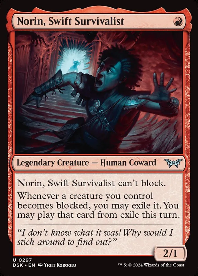 2024 Duskmourn: House of Horror Norin, Swift Survivalist #297 uncommon card image