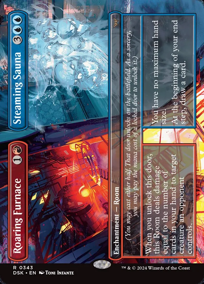 2024 Duskmourn: House of Horror Roaring Furnace // Steaming Sauna #343 rare card image