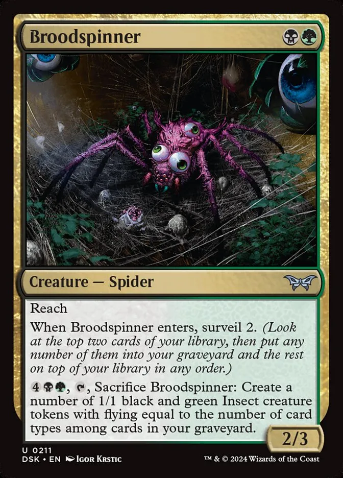 2024 Duskmourn: House of Horror Broodspinner #211 uncommon card image
