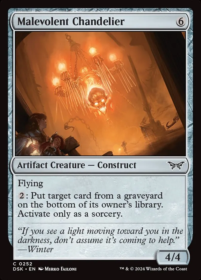 2024 Duskmourn: House of Horror Malevolent Chandelier #252 common card image