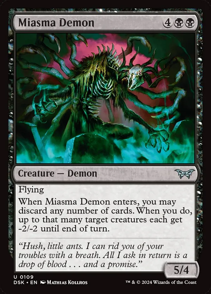 2024 Duskmourn: House of Horror Miasma Demon #109 uncommon card image