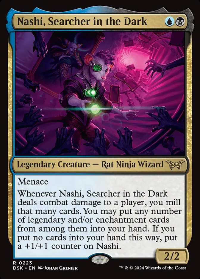 2024 Duskmourn: House of Horror Nashi, Searcher in the Dark #223 rare card image