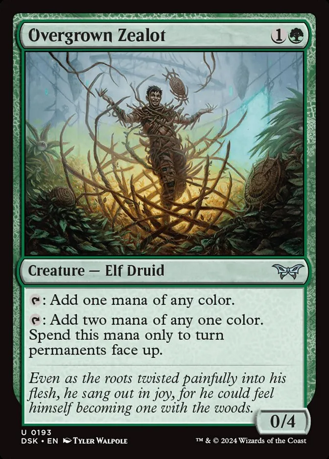 2024 Duskmourn: House of Horror Overgrown Zealot #193 uncommon card image