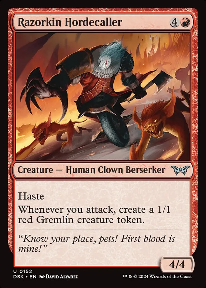 2024 Duskmourn: House of Horror Razorkin Hordecaller #152 uncommon card image