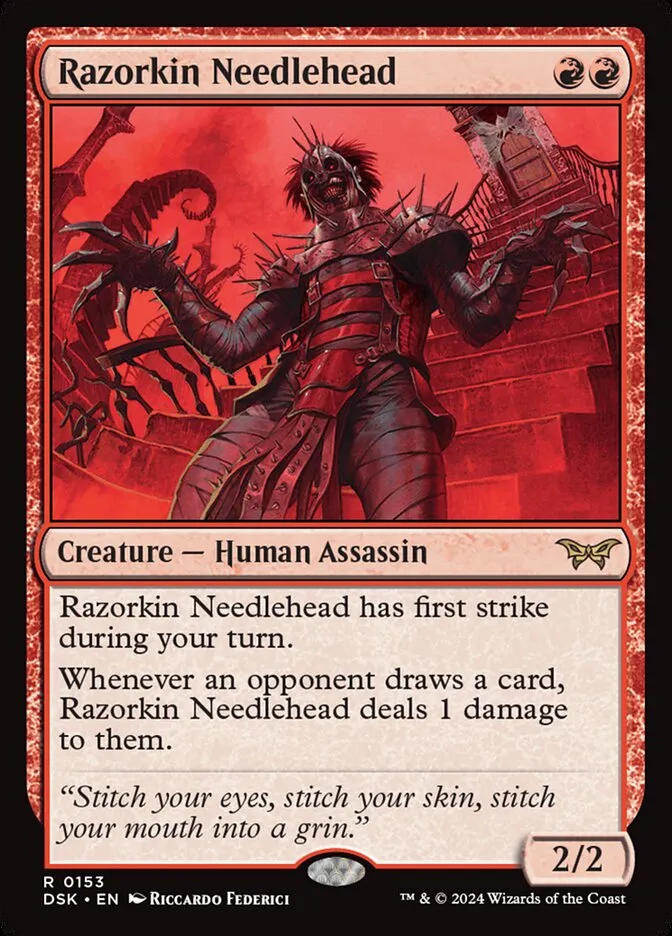 2024 Duskmourn: House of Horror Razorkin Needlehead #153 rare card image