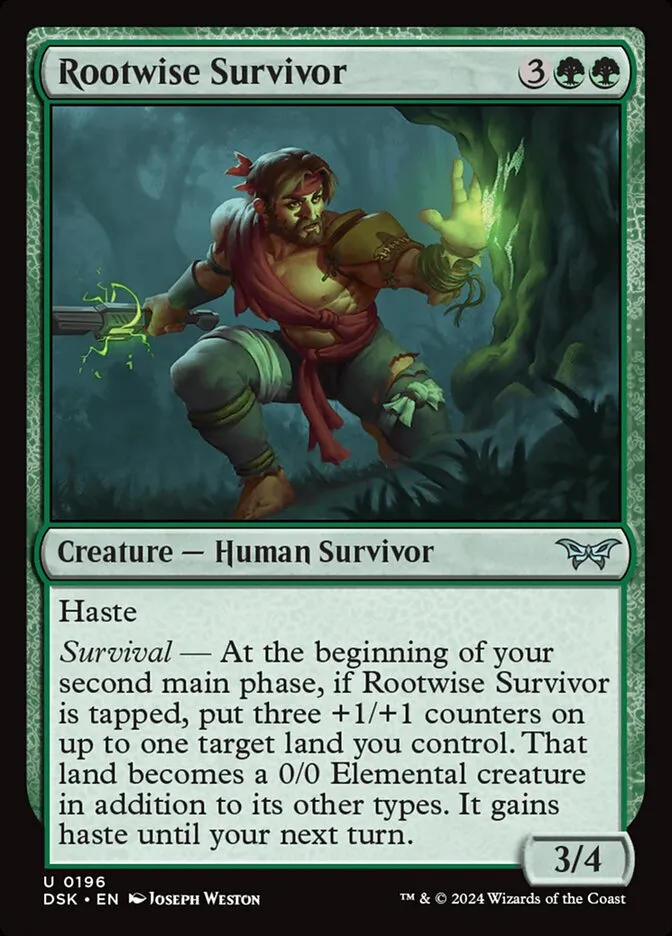 2024 Duskmourn: House of Horror Rootwise Survivor #196 uncommon card image