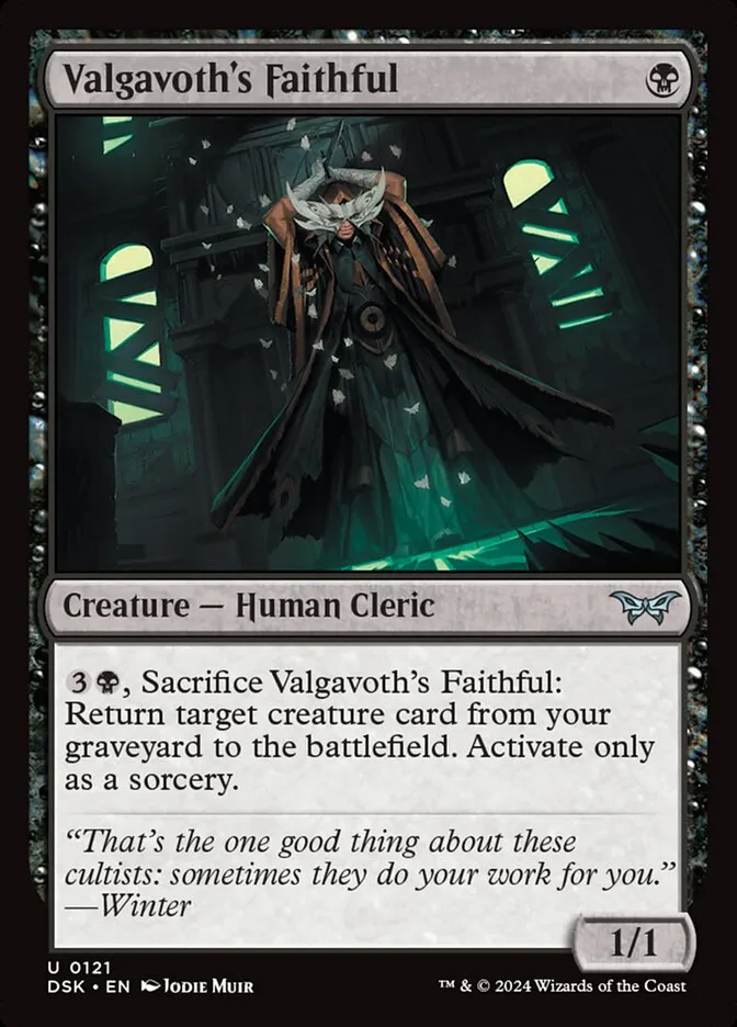 2024 Duskmourn: House of Horror Valgavoth's Faithful #121 uncommon card image