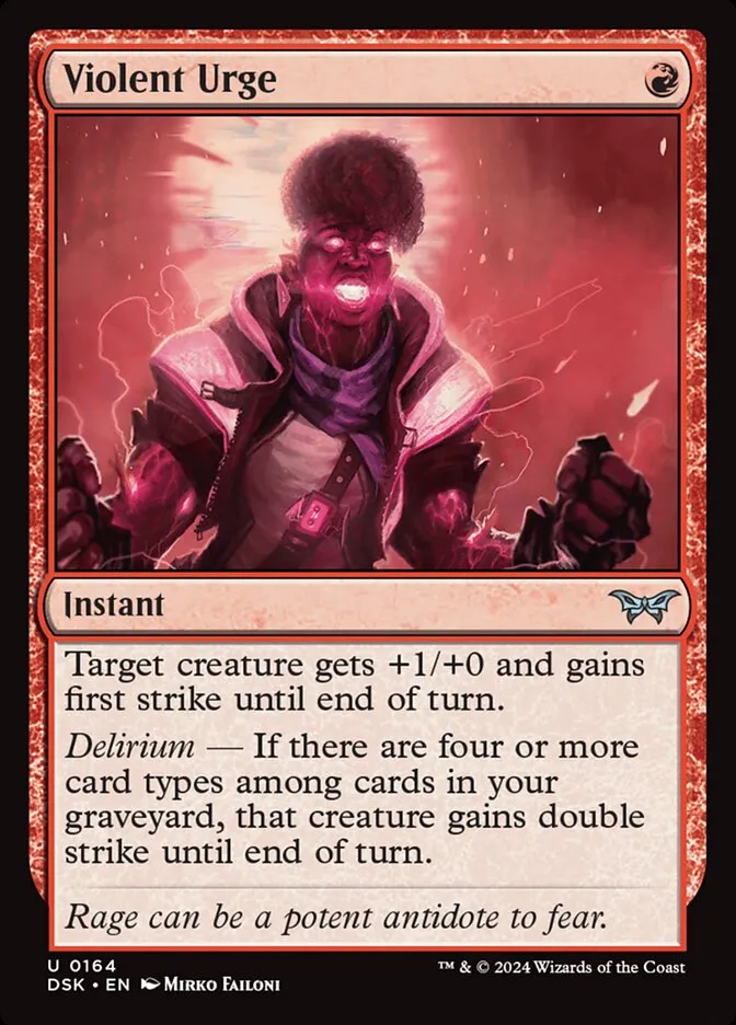 2024 Duskmourn: House of Horror Violent Urge #164 uncommon card image