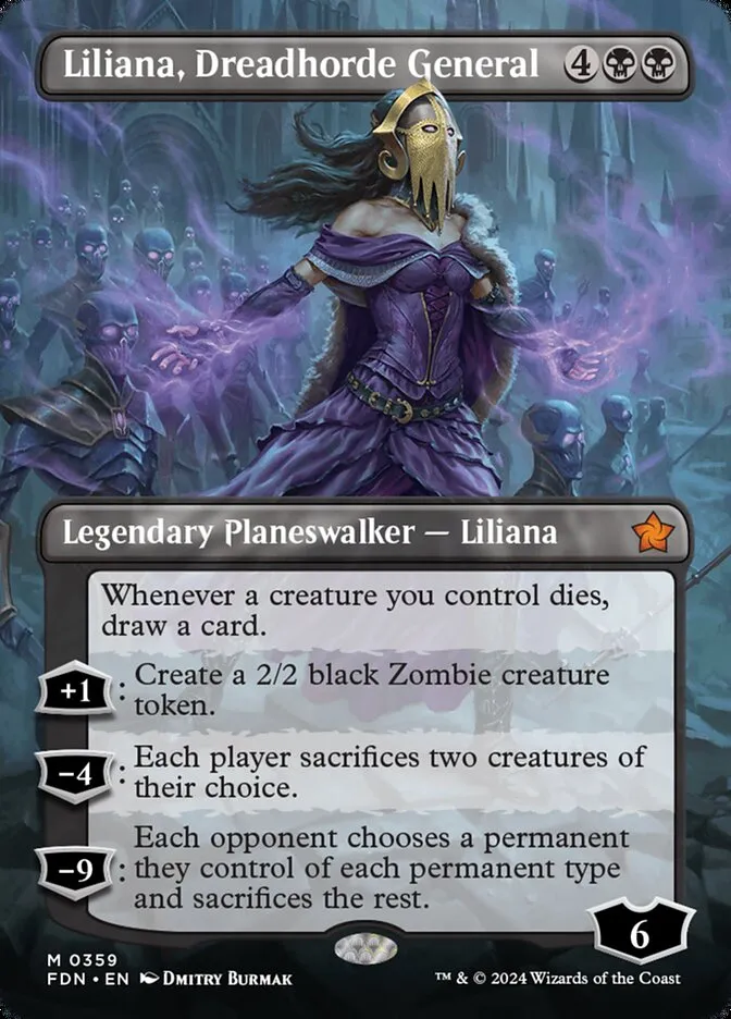 2024 Foundations Liliana, Dreadhorde General mythic #359 mythic card image