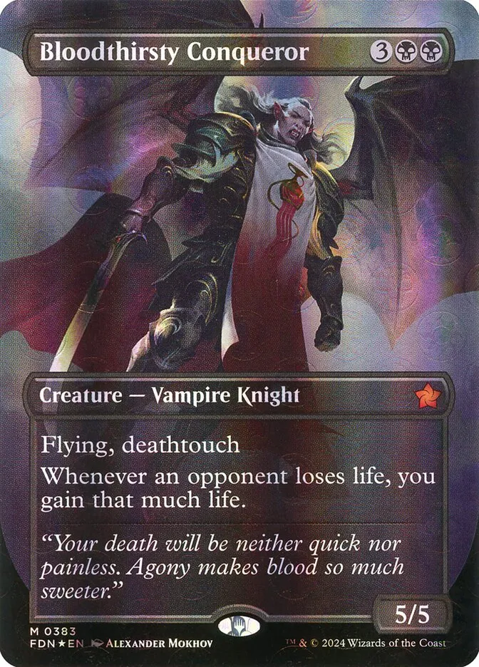 2024 Foundations Bloodthirsty Conqueror mythic #383 mythic card image