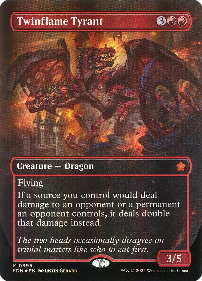 2024 Foundations Twinflame Tyrant mythic #395 mythic card image