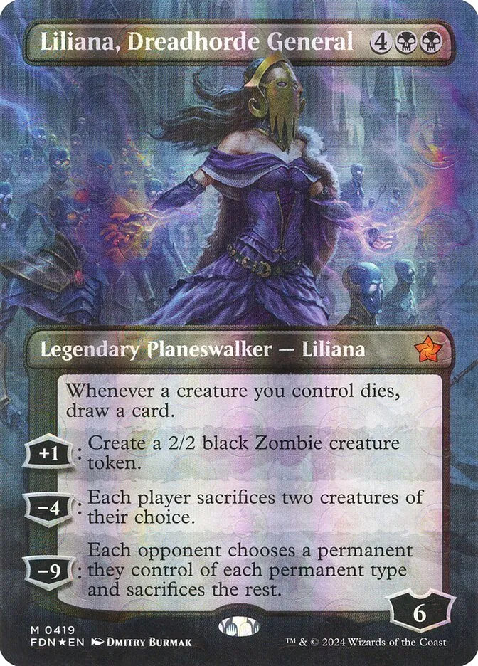 2024 Foundations Liliana, Dreadhorde General mythic #419 mythic card image