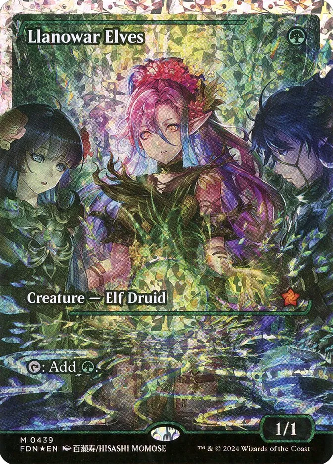 2024 Foundations Llanowar Elves [Showcase Fractured] mythic #439 mythic card image