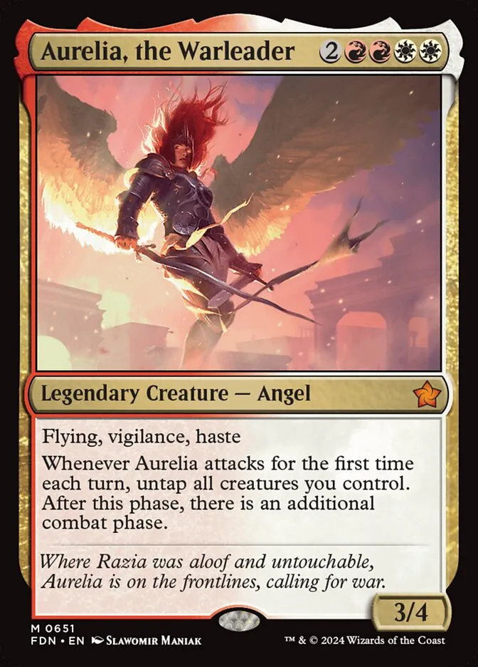 2024 Foundations Aurelia, the Warleader #651 mythic card image