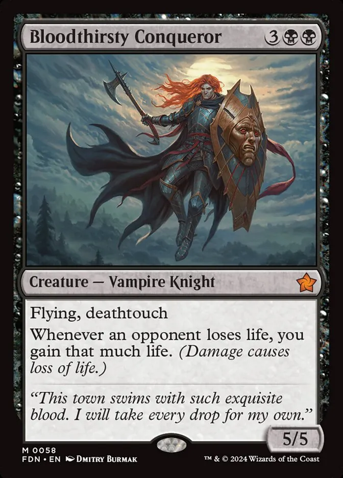 2024 Foundations Bloodthirsty Conqueror mythic #58 mythic card image