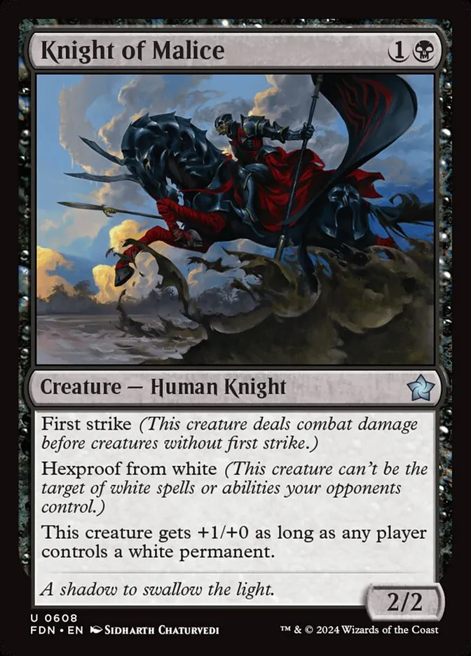 2024 Foundations Knight of Malice #608 uncommon card image