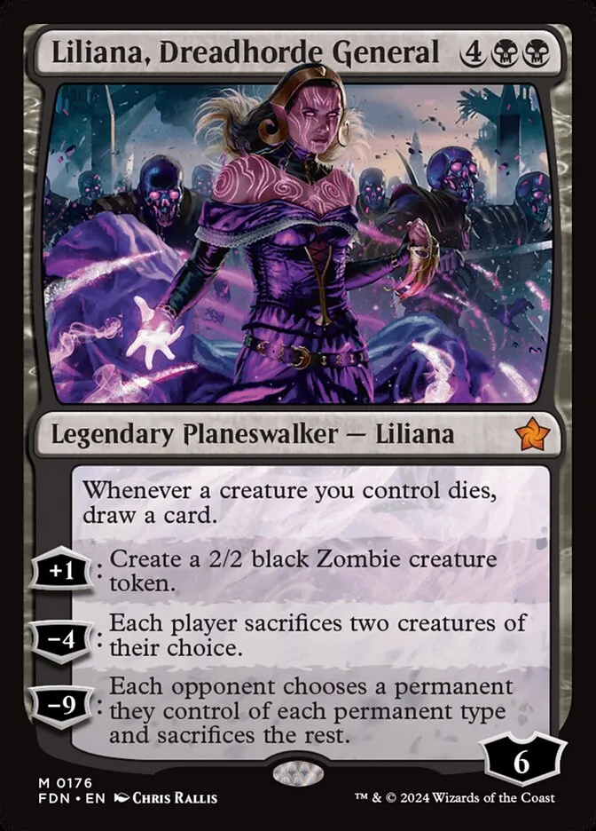 2024 Foundations Liliana, Dreadhorde General mythic #176 mythic card image