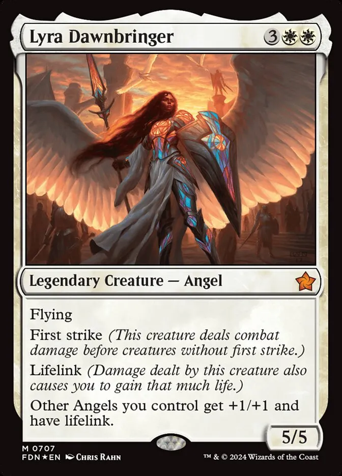 2024 Foundations Lyra Dawnbringer mythic #707 mythic card image