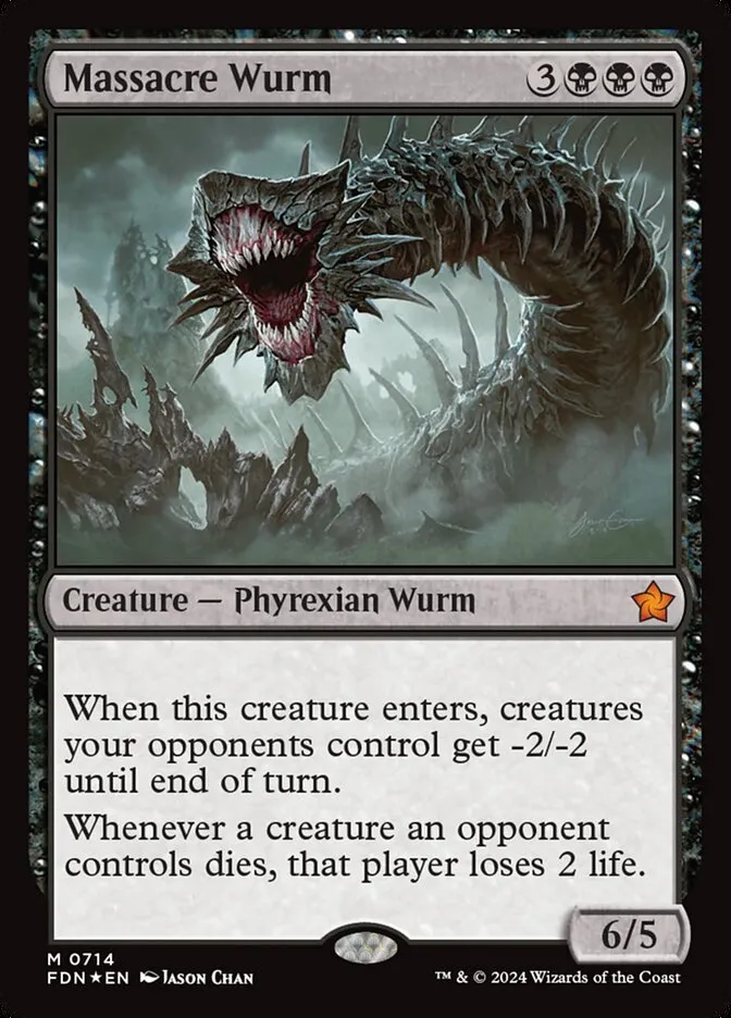 2024 Foundations Massacre Wurm #714 mythic card image