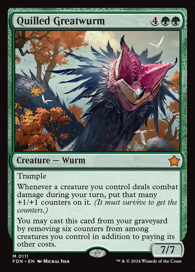 2024 Foundations Quilled Greatwurm mythic #111 mythic card image