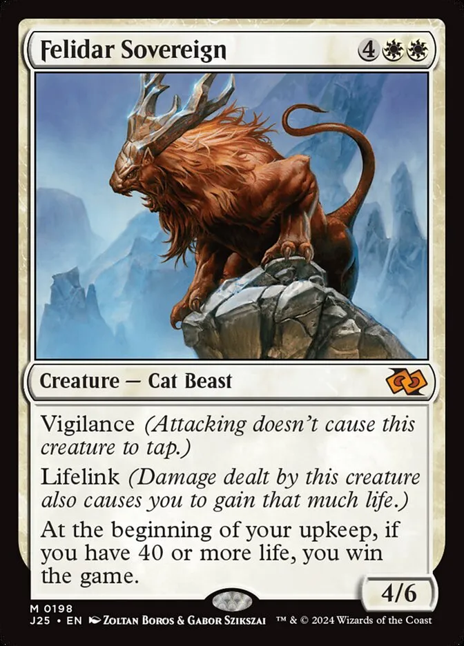 2024 Foundations Jumpstart Felidar Sovereign #198 mythic card image