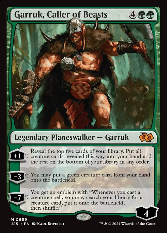 2024 Foundations Jumpstart Garruk, Caller of Beasts #659 mythic card image