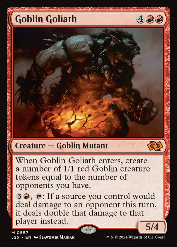 2024 Foundations Jumpstart Goblin Goliath #557 mythic card image