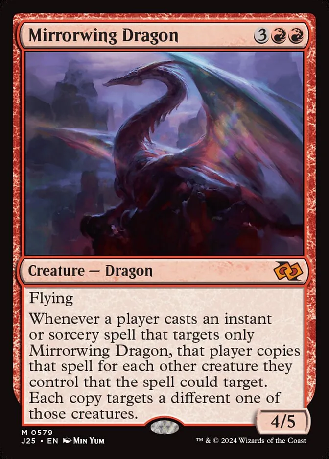 2024 Foundations Jumpstart Mirrorwing Dragon mythic #579 mythic card image