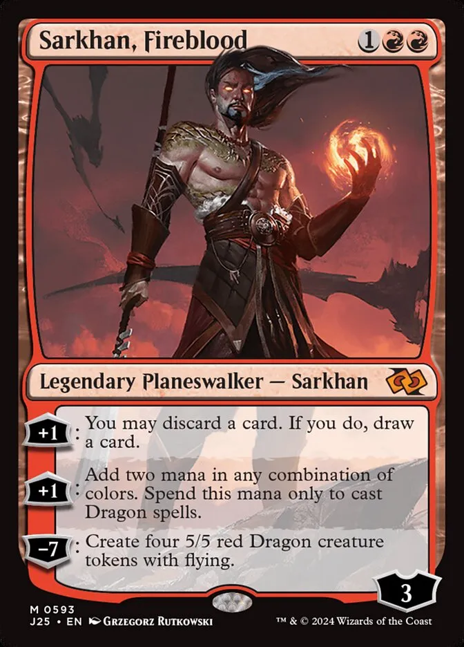 2024 Foundations Jumpstart Sarkhan, Fireblood #593 mythic card image