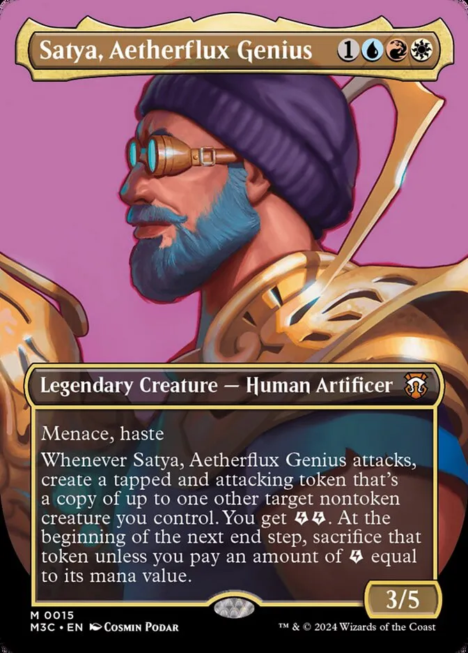 2024 Modern Horizons 3 Commander Satya, Aetherflux Genius [Borderless] mythic #15 mythic card image
