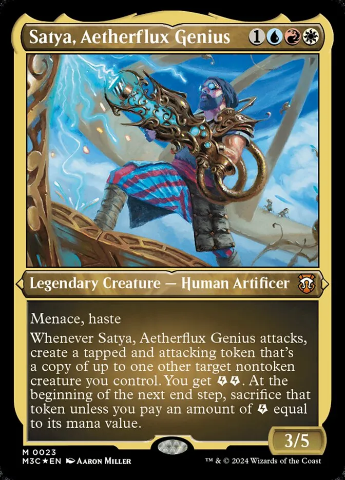 2024 Modern Horizons 3 Commander Satya, Aetherflux Genius mythic #23 mythic card image