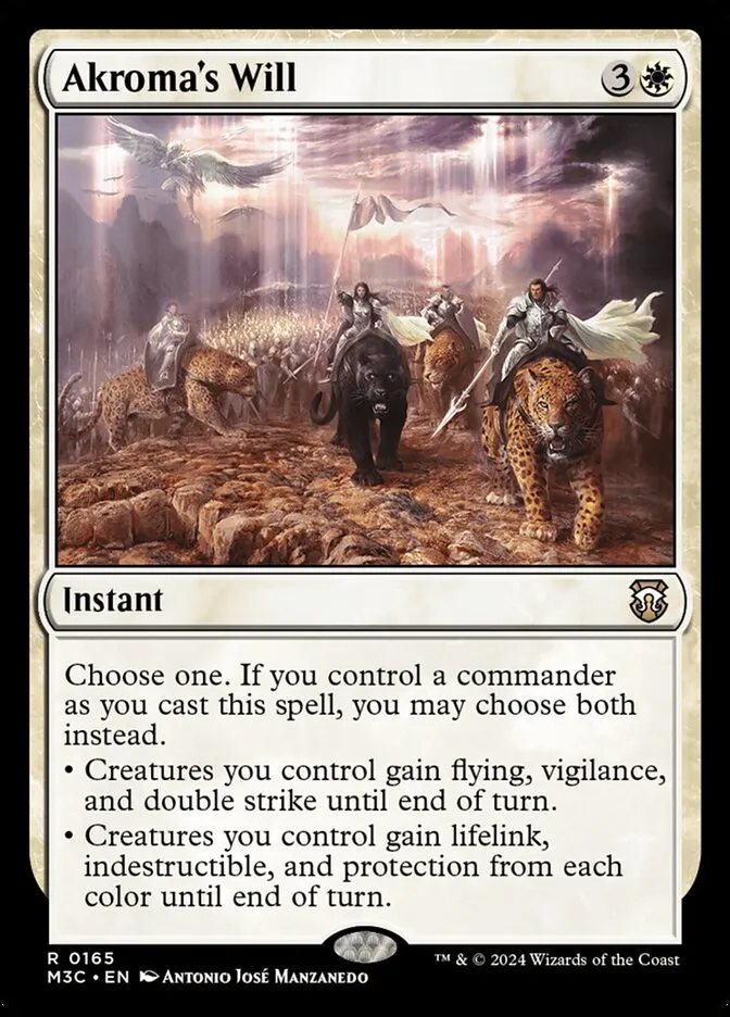 2024 Modern Horizons 3 Commander Akroma's Will #165 rare card image