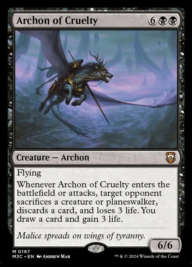 2024 Modern Horizons 3 Commander Archon of Cruelty #197 mythic card image