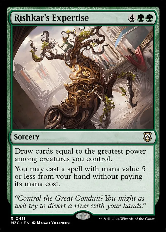 2024 Modern Horizons 3 Commander Rishkar's Expertise #411 rare card image
