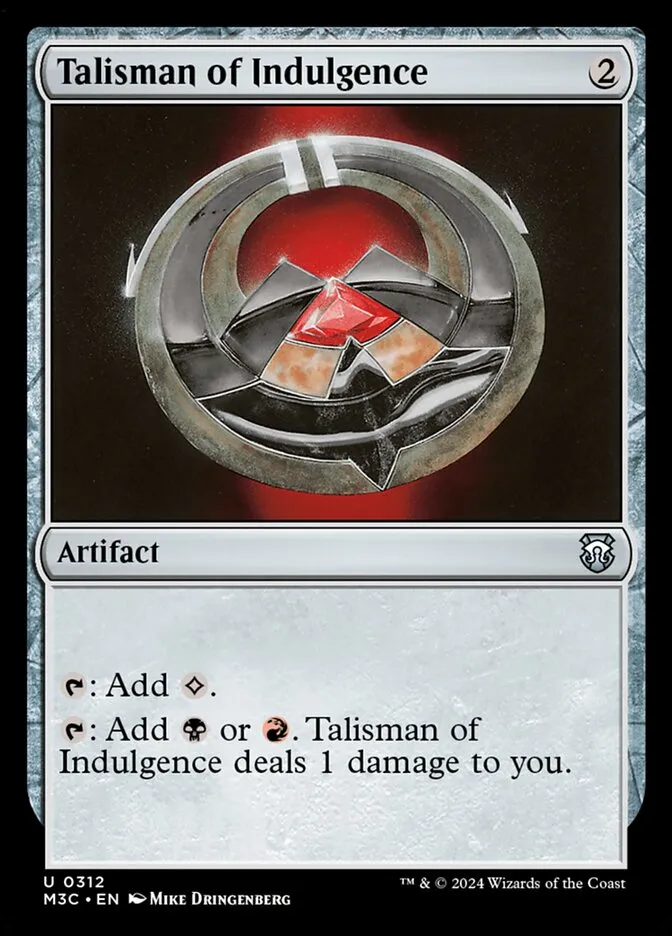 2024 Modern Horizons 3 Commander Talisman of Indulgence #312 uncommon card image