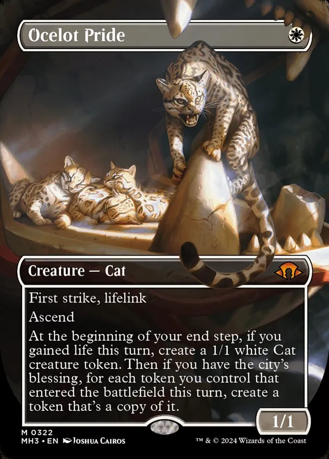 2024 Modern Horizons 3 Ocelot Pride [Borderless Foil] mythic #322 mythic card image